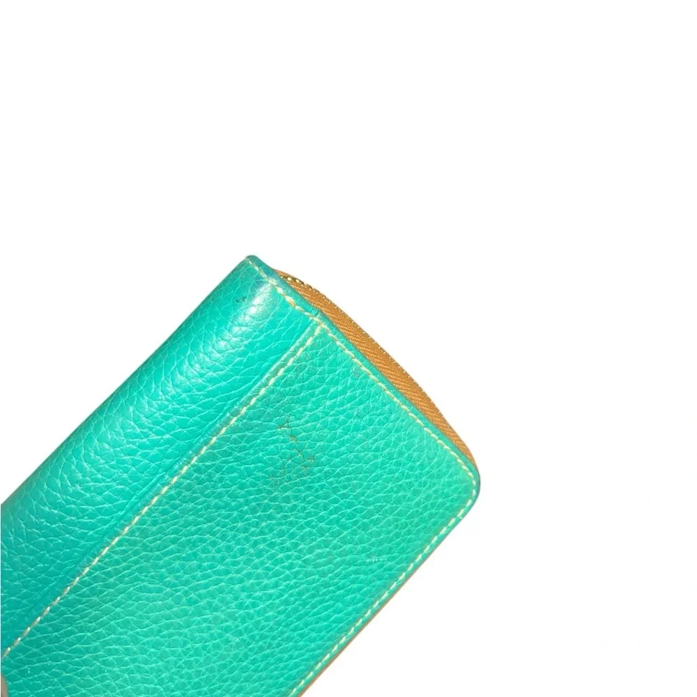 Dooney & Bourke Pebble Leather Zip around Y2k Wallet Teal Green Red Interior med - Picture 7 of 16